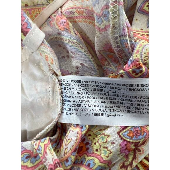 MNG Mango Nora Wide Leg Orange Paisley Print Tie Belt Women's Pants Casual - Picture 10 of 10